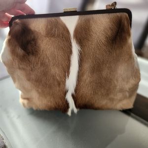 Faux fur cow print bag